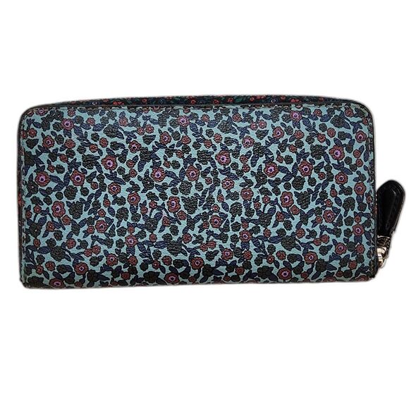 COACH Cornflower Blue Floral Accordion Zip Wallet - Picture 3 of 9